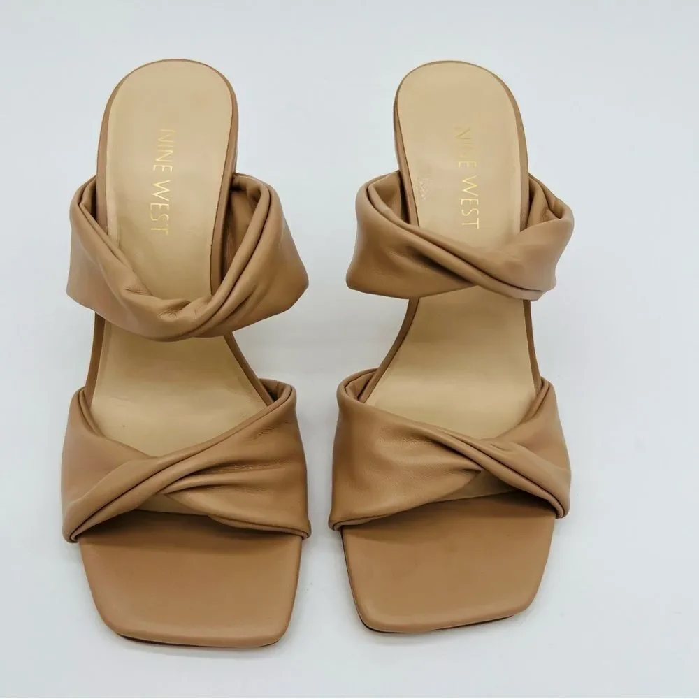 New! NINE WEST Women’s Sashah 3 Heeled Dress Sandals Light Natural - Picture 9 of 16